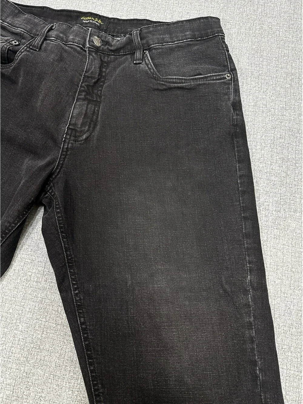 Urban Star Premium Black Jeans Men’s 34X28.5 Straight Slim Fit Stretch Denim